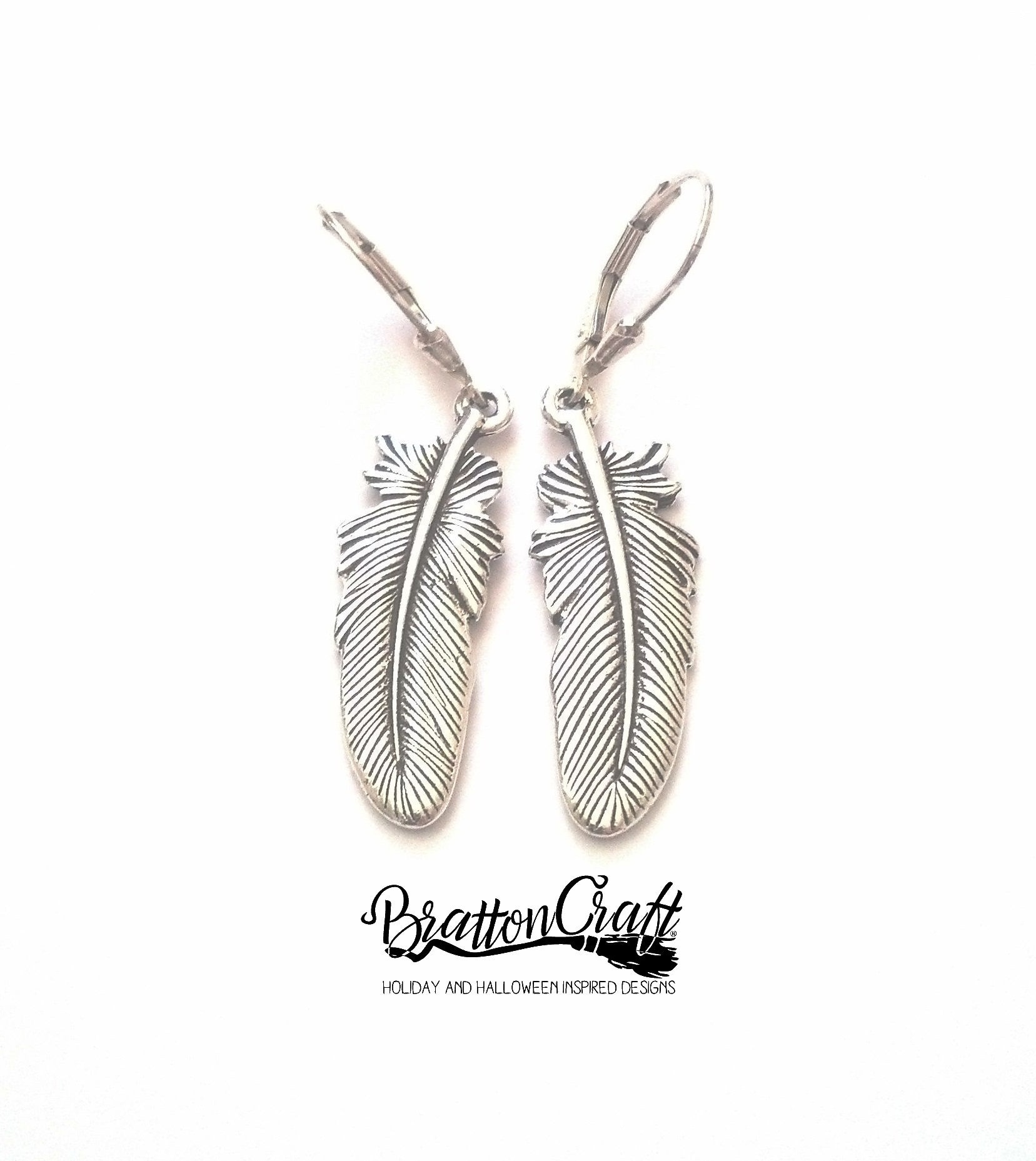 Silver Feather Earrings Feather Earrings Feather Jewelry Etsy