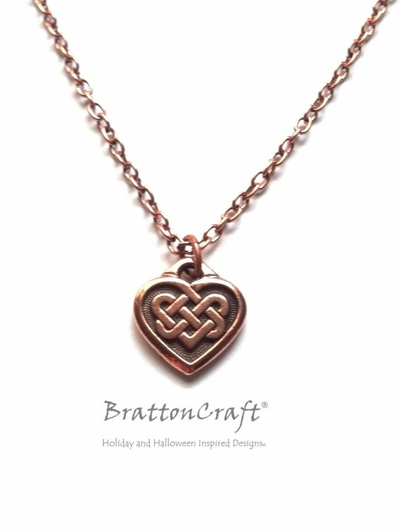1 2 Celtic Double Heart Knot Necklace Copper Celtic Knot Heart Necklace Copper Celtic Necklace Valentine Necklace Etsy Canada