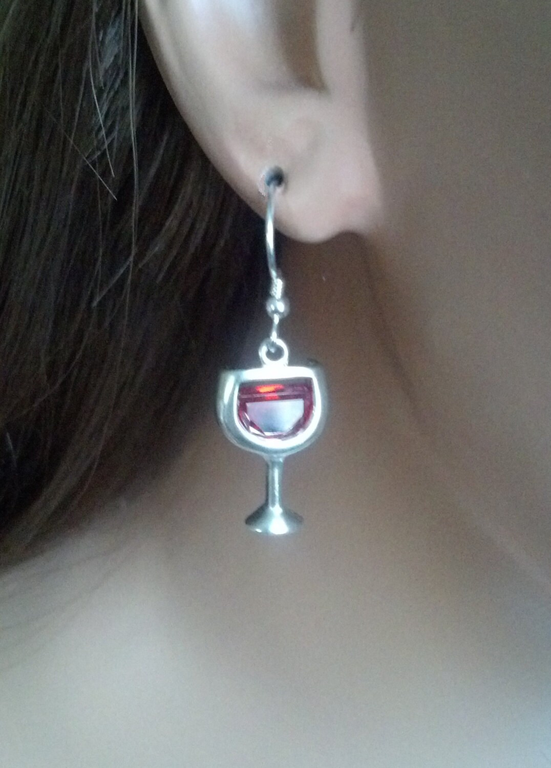 Red Wine Glass Earrings Red Wine Earrings Sterling Silver Etsy UK