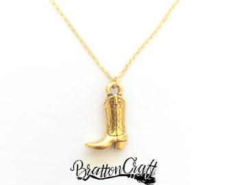 Gold Cowboy Boot Necklace: Western Jewelry