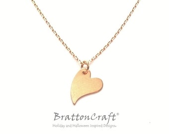 Matte Gold Heart Necklace: 14/20GF Vermeil Chain