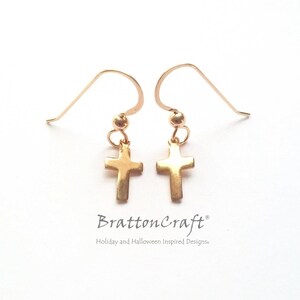 Small Gold Cross Earrings - Gold Easter Earrings - Gold Christian Earrings - Dainty Cross Earrings - Gold Cross Jewelry