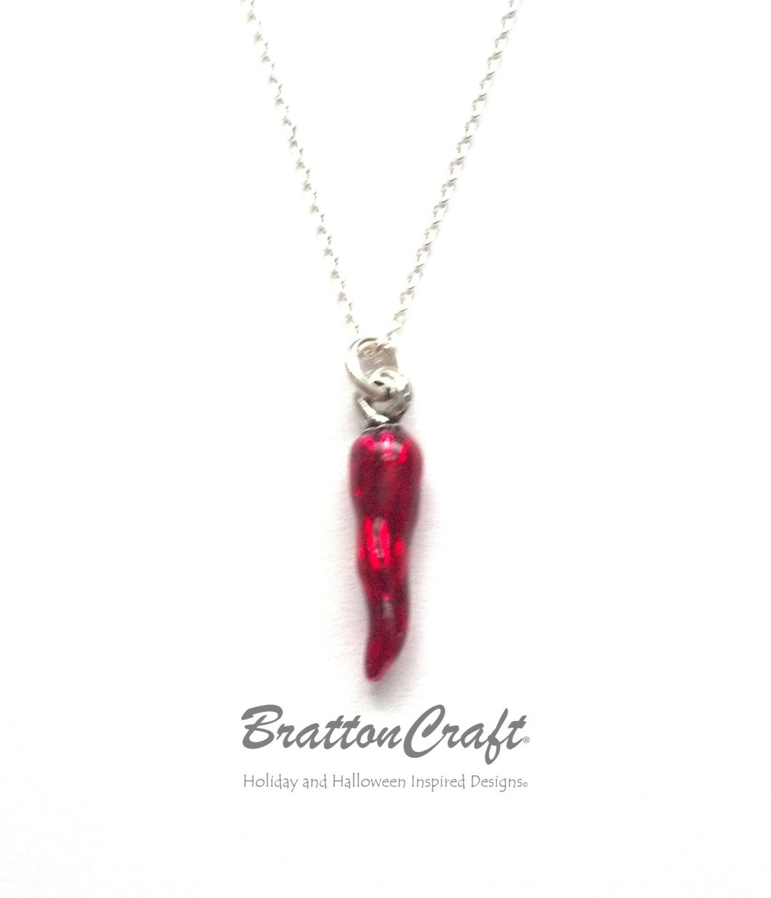 Red Chili Pepper Necklace Hand Painted Red Chili Pepper Necklace Silver Chili Pepper