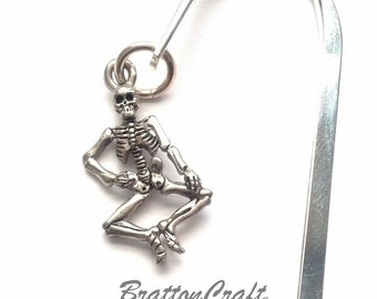 Silver Skeleton Bookmark: Spooky Halloween Reader Gift