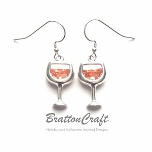 White Wine Glass Earrings - White Wine Earrings - Sterling Silver Wine Glass Earrings - Wine Earrings - Wine Lover