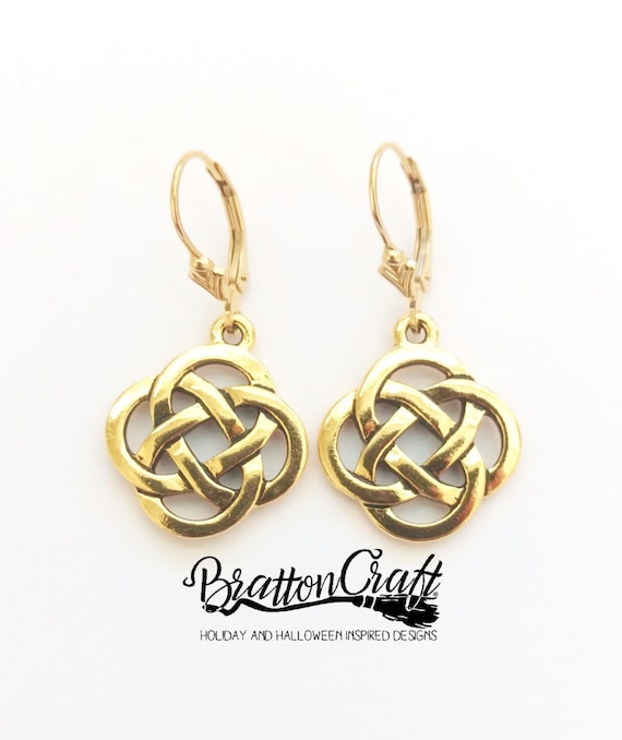 Gold Celtic Knot Earrings Celtic Earrings Irish Earrings Etsy