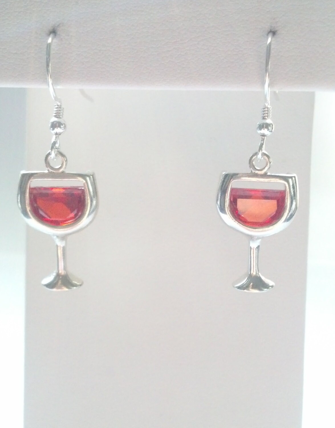 Red Wine Glass Earrings Red Wine Earrings Sterling Silver Etsy UK