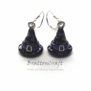 Black Witch Hat Earrings - Witch Hat Earrings - Wizard Hat Earrings - Fun Halloween Earrings - Samhain