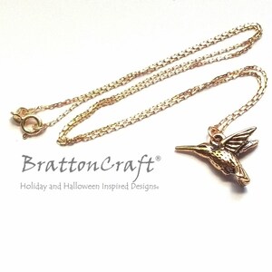 Gold Hummingbird Necklace - Hummingbird Necklace - Bird Necklace - Hummingbird Jewelry - Bird Jewelry