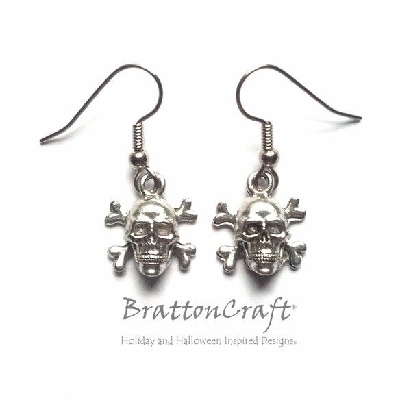 Skull and Crossbones Earrings - Jolly Roger Earrings - Halloween Earrings - Pirate Earrings - Skull and Bones Earrings