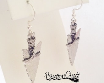 Silver Arrowhead Earrings: Southwestern Jewelry, Sterling Silver Ear Wire