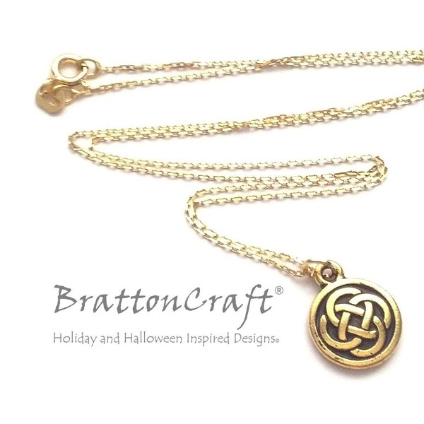 Gold Celtic Knot Necklace - Celtic Circle Necklace - Irish Jewelry - Celtic Knot Jewelry - Scottish Necklace