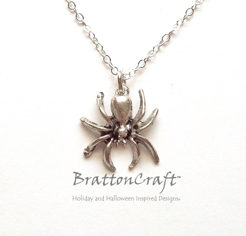 Spooky Jewelry Halloween Necklace Halloween Jewelry Spider Jewelry Silver Spider Necklace Spider Necklace