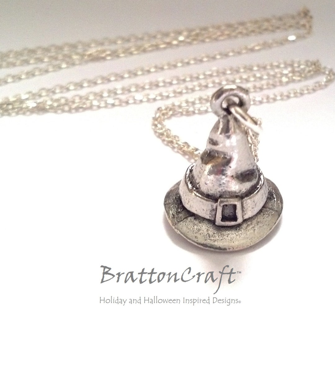 Silver Witch Hat Necklace: Sterling Silver Chain, Wizard Halloween ...