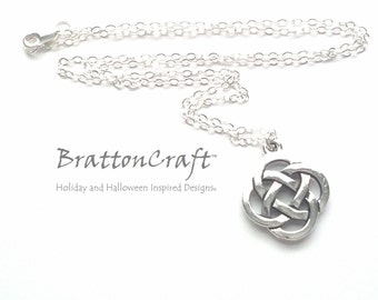 Silver Celtic Knot Necklace: Sterling Silver Chain, Irish Jewelry