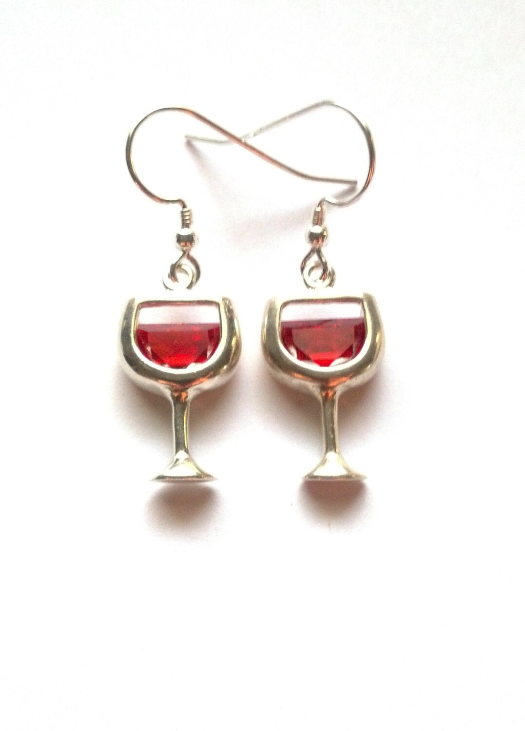 Red Wine Glass Earrings Red Wine Earrings Sterling Silver Etsy UK