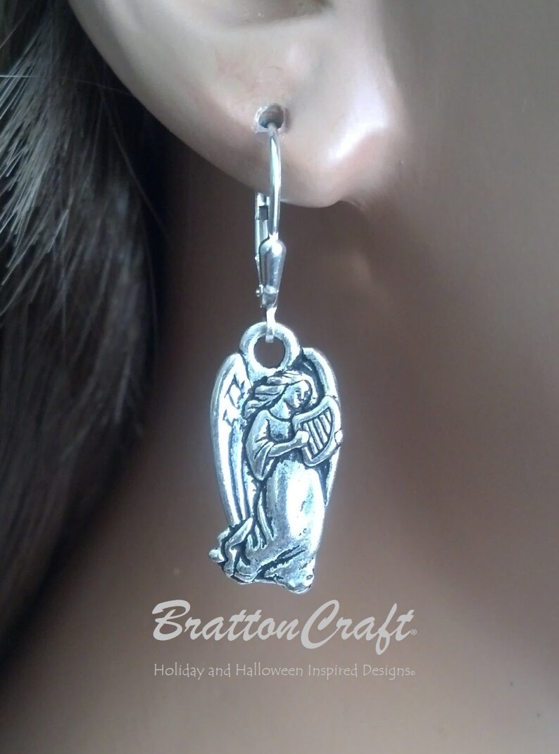Silver Angel Earrings Easter Earrings Memorial Earrings Easter Jewelry Angel Jewelry Religious Jewelry image 3