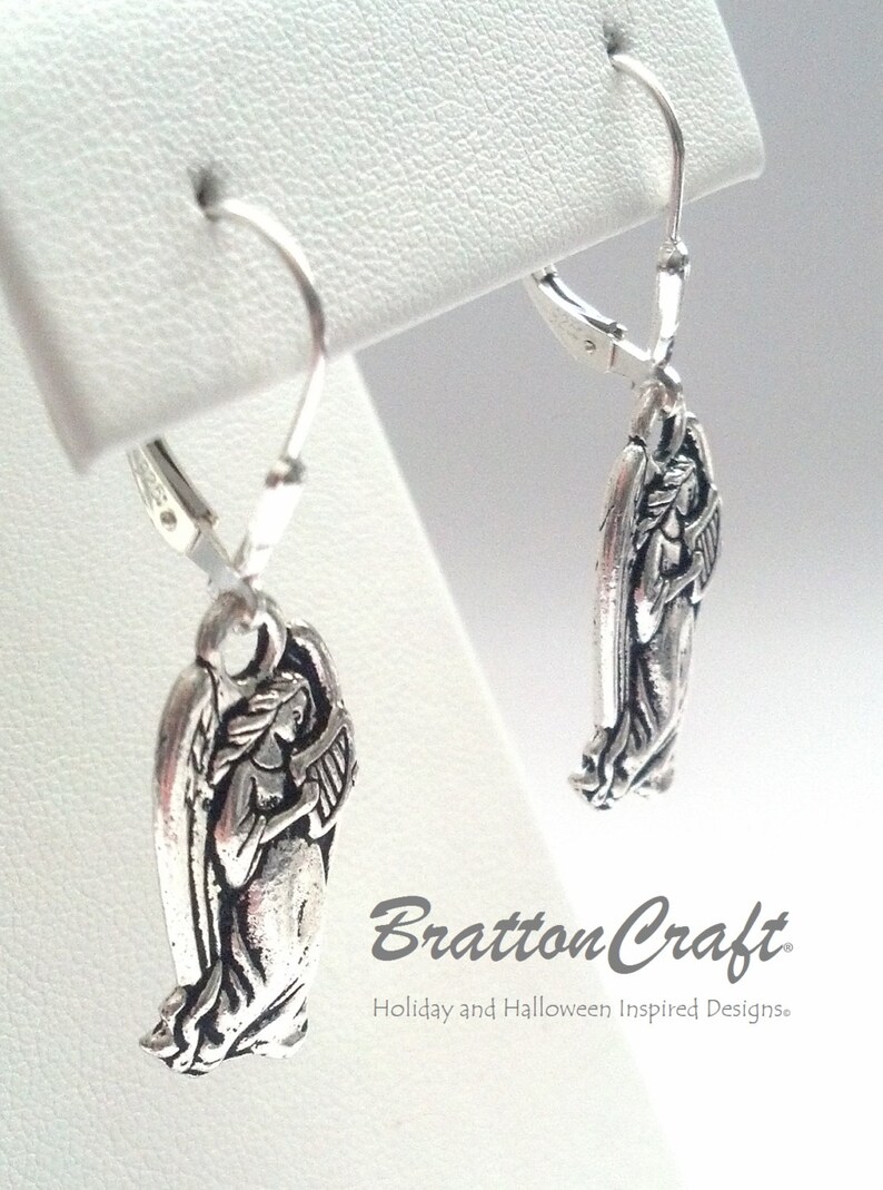 Silver Angel Earrings Easter Earrings Memorial Earrings Easter Jewelry Angel Jewelry Religious Jewelry image 5