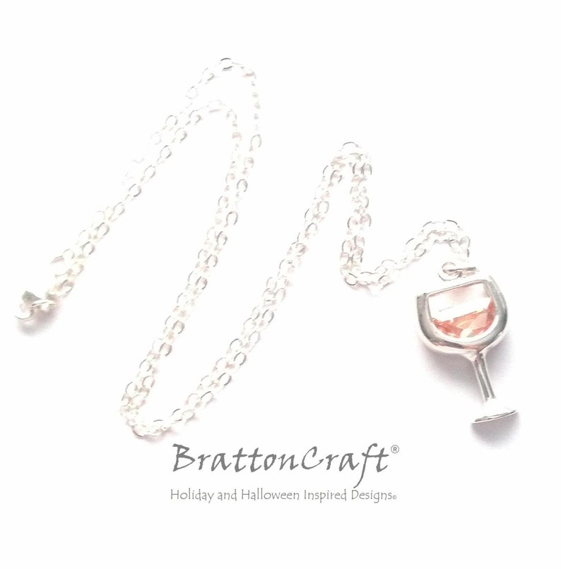 Sterling Silver Wine Glass Necklace White Wine Glass Etsy
