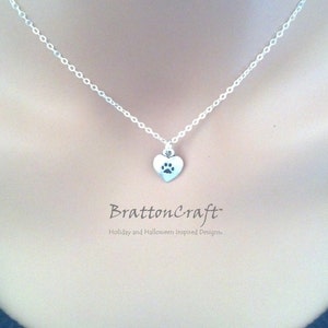 Love My Cat Heart Necklace Cat Heart Necklace Paw Necklace Heart Necklace Silver Heart Necklace Cat Necklace immagine 4