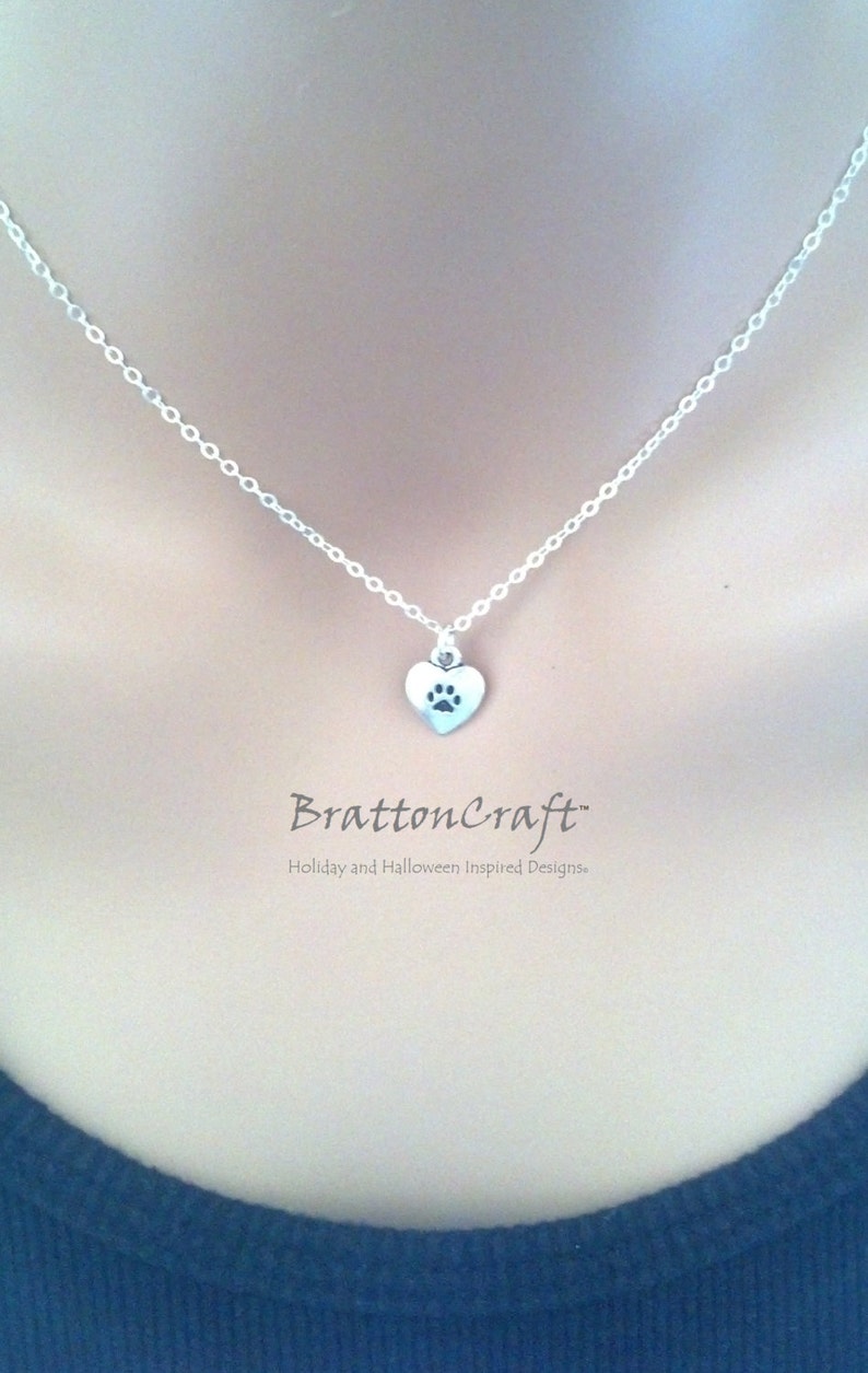 Love My Cat Heart Necklace Cat Heart Necklace Paw Necklace Heart Necklace Silver Heart Necklace Cat Necklace immagine 4