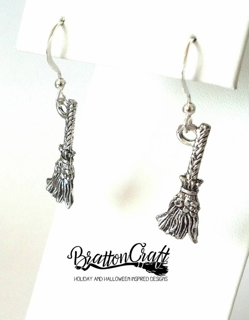 Silver Witch Broom Earrings Broom Earrings Fun Halloween Etsy