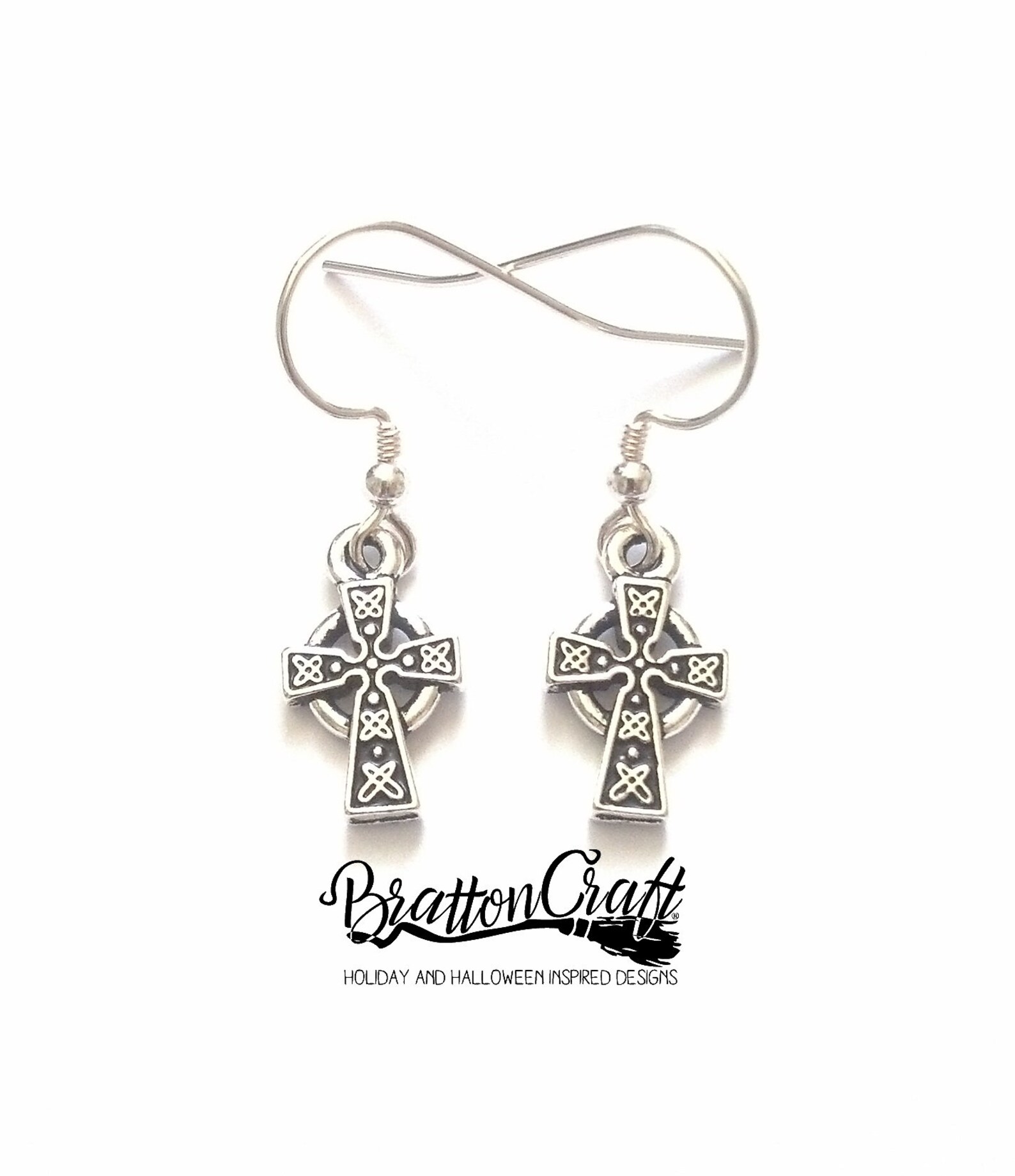 Silver Celtic Cross Earrings Cross Earrings Christian Etsy