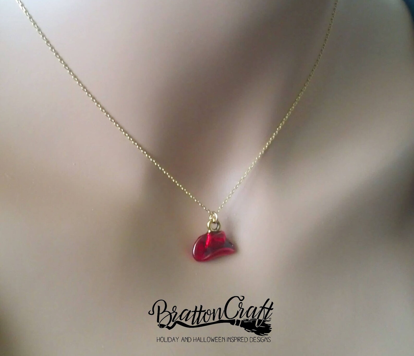 Red and Gold Cowboy Hat Necklace Western Hat Necklace Etsy