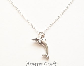 Silver Dolphin Necklace - Dolphin Necklace - Beach Necklace - Dolphin Jewelry - Beach Jewelry