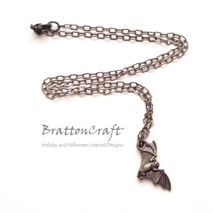 Flying Black Bat Necklace - Black Bat Necklace - Halloween Necklace - Halloween Jewelry - Vampire Bat Necklace