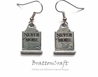 Silver Tombstone Earrings - Halloween Earrings - Halloween Jewelry - Gravestone Earrings - Day of the  Dead - Samhain