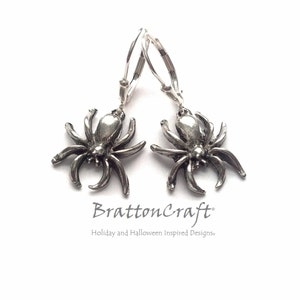 Silver Spider Charm Earrings - Halloween Earrings - Spider Earrings - Halloween Jewelry - Spider Jewelry