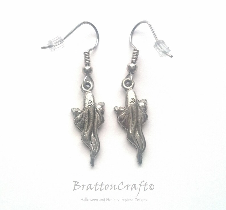 Happy Silver Ghost Earrings Ghost Earrings Fun Halloween Earrings Halloween Jewelry Ghost Jewelry image 3