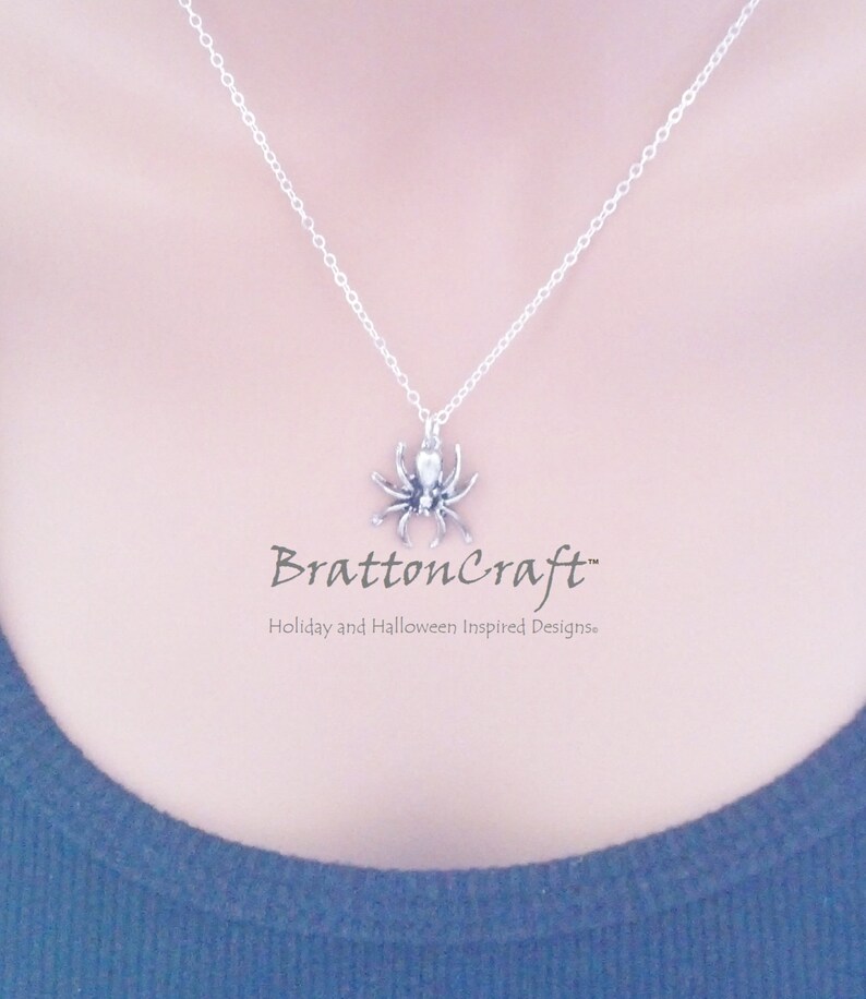 Spooky Jewelry Halloween Necklace Halloween Jewelry Spider Jewelry Silver Spider Necklace Spider Necklace