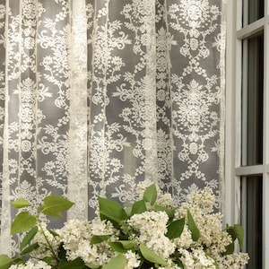 ESTÉE' Classical French Embroidered Ivory Net Lace Curtains sale by panel