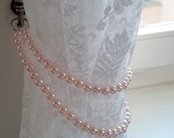One Piece of Tammy Premium Quality Czech Pearls Doubled Styled Curtain Tie-back Handmade Brass Metal Rings One piece White Ivory Light Pink