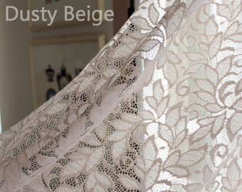 YVETTE' French Embroidered  Sheers Net Lace Curtain Dusty Beige Color Romantical Style  Sale by the Panel