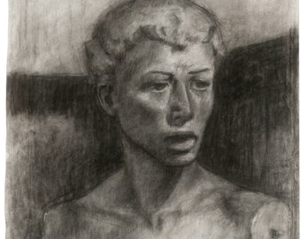 Antique Bust My Art GICLÉE print on Hemp Paper 18.5" x 24" From The Original Charcoal Drawing Contemporary artwork