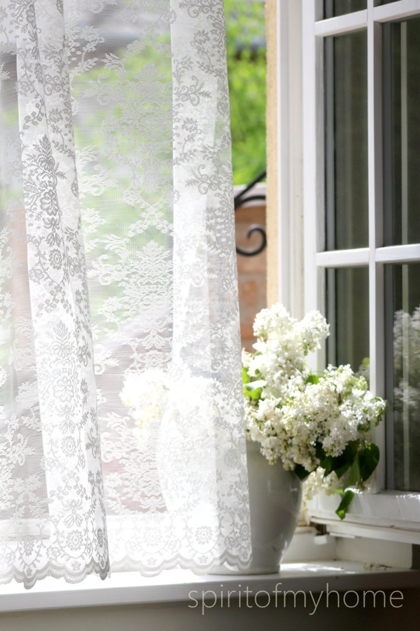 ESTÉE' Elegant French Embroidered White Net Lace Curtain - Etsy