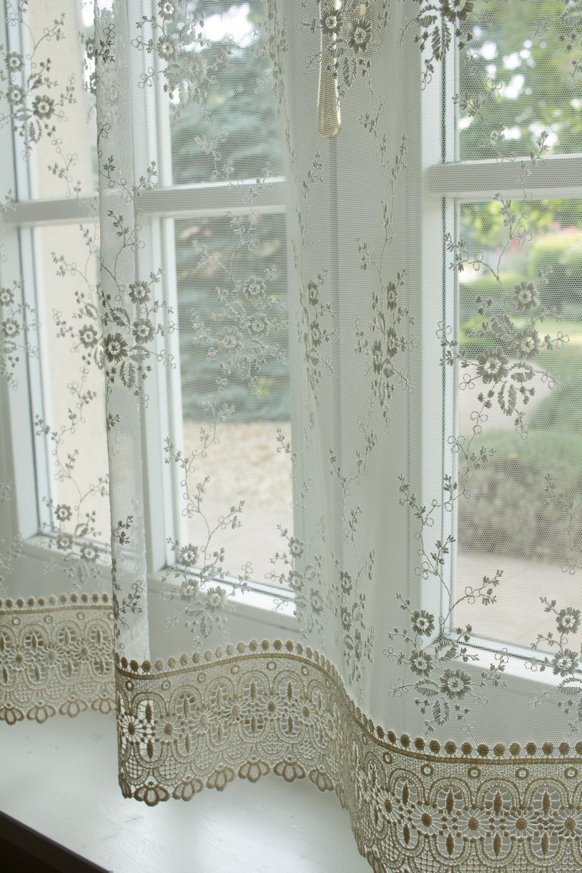 MONICA' Fabulously Well Dropped Embroidered Ivory Colored Lace Curtain With  Heavy Macrame Trim Sale by the Panel or Custom - Etsy, image size:2000x3000