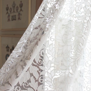 YVETTE&#39; French Embroidered  Sheers Net Lace Curtain  Cream Color Lace  Sale by Panel or Made To Order