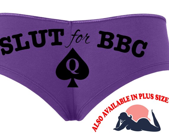 SLUT FOR BBC Queen of Spades lovers owned slave boy short Purple panty Panties sexy funny rude slutty collar collared hotwife hot wife