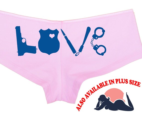 LOVE POLICE LEO Wife honeymoon engagement bridal bachelorette hen panty Pink Panties boyshort policeman sexy wifey cop warrant not required