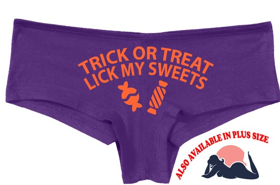 TRICK or TREAT Lick My SWEETS Halloween Purple boy short panties boyshort underwear sexy funny halloween flirty sexy costume slutty outift