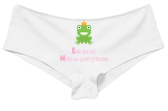 KISS ME and make me your PRINCESS boy short panty panties new boyshort cute and flirty with darling frog