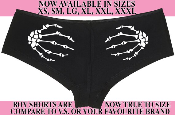 Skeleton hands GRAB ASS grabass Halloween boy short panty Panties boyshort underwear sexy funny halloween flirty boney hands skeleton pants