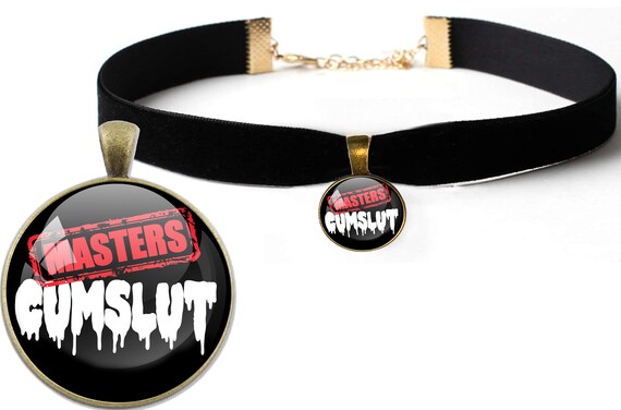 MASTERS CUM SLUT sexy Cum Slut drippy choker necklace for daddys little princess baby girl slut collar ddlg cglg bdsm hotwife vixen owned