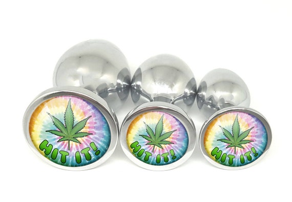 Tie Dye HIT IT pot leaf marijuana Butt Plug in 3 sizes ddlg cglg hotwife hot wife shared vixen baby girl cum bud slut ganja roll your weed