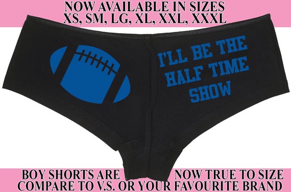 I'll Be The HALF TIME SHOW flirty Black boyshort Underwear Boy Short Panties Pro College Football Team Colors panty game bridal shower party