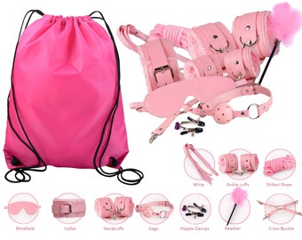 Pink Beginners Bondage Kit and Personalized Storage Bag Daddy